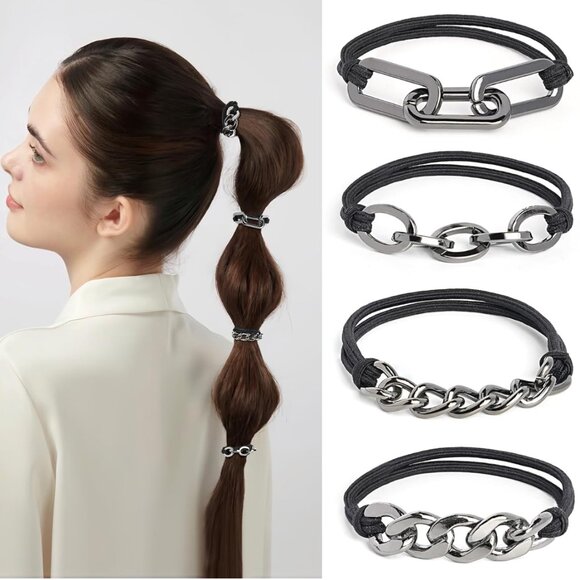 Accessories - 4-Pack Silver Tone Hair Ties